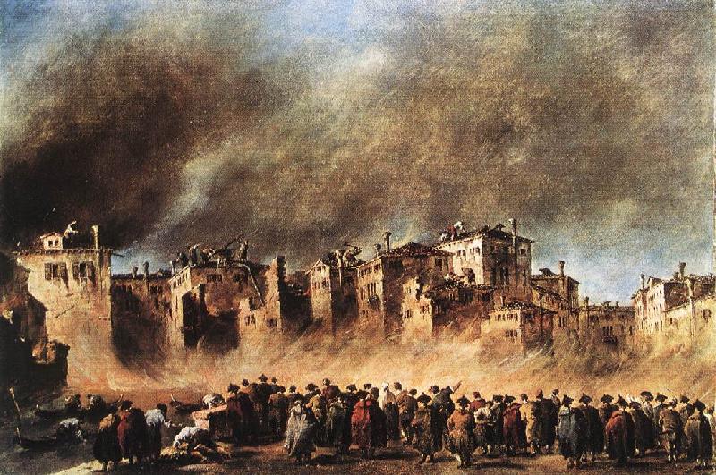 GUARDI, Francesco Fire in the Oil Depot at San Marcuola dg